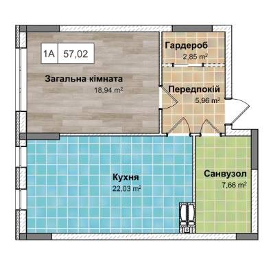 1-кімнатна 57.02 м² в ЖК Рів'єра від 24 500 грн/м², Київ