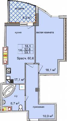 1-кімнатна 59.1 м² в ЖК Aqua Marine від 24 350 грн/м², Одеса
