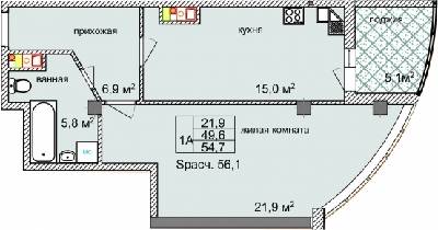 1-комнатная 54.7 м² в ЖК Aqua Marine от 19 750 грн/м², Одесса