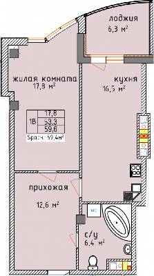 1-кімнатна 59.6 м² в ЖК Aqua Marine від 19 250 грн/м², Одеса
