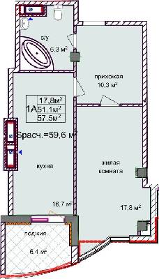 1-комнатная 57.5 м² в ЖК Aqua Marine от 24 350 грн/м², Одесса