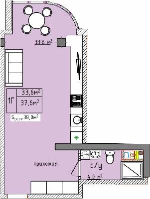 1-кімнатна 37.6 м² в ЖК Aqua Marine від 19 750 грн/м², Одеса
