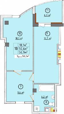 1-кімнатна 56.9 м² в ЖК Aqua Marine від 24 800 грн/м², Одеса