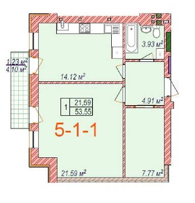 1-комнатная 53.4 м² в ЖК Chelsea club house от 44 950 грн/м², Одесса