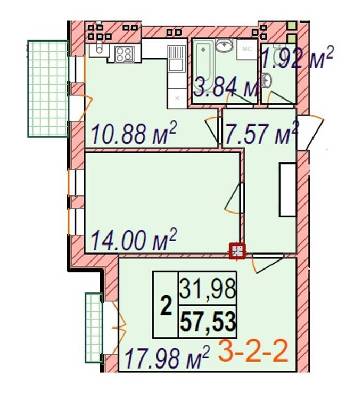 2-комнатная 57.53 м² в ЖК Chelsea club house от 44 250 грн/м², Одесса