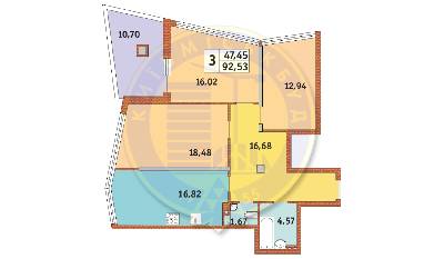 3-кімнатна 92.53 м² в ЖК Costa fontana від 32 650 грн/м², Одеса