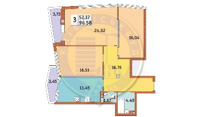 3-кімнатна 96.58 м² в ЖК Costa fontana від 32 650 грн/м², Одеса