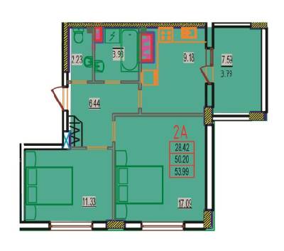 2-кімнатна 53.99 м² в ЖК RosenTal від 14 000 грн/м², с. Лиманка