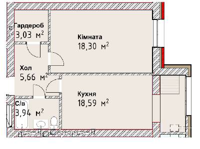 1-кімнатна 49.52 м² в ЖК Чайка Люкс від 18 000 грн/м², Одеса