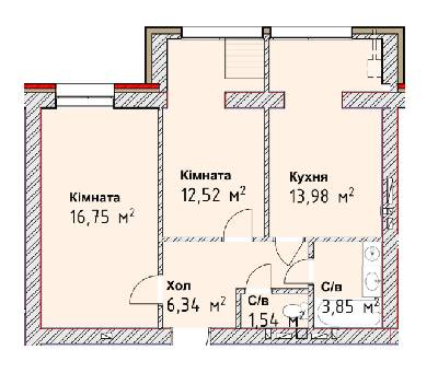 2-кімнатна 54.98 м² в ЖК Чайка Люкс від 19 600 грн/м², Одеса