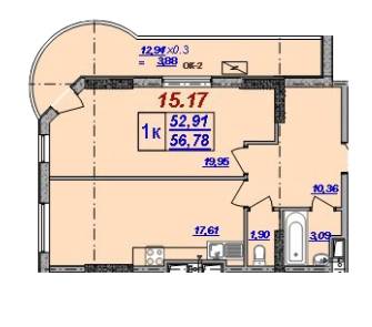 1-комнатная 56.78 м² в ЖК Милос от 25 300 грн/м², Одесса