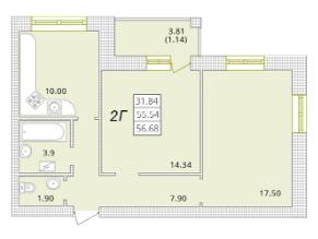 2-кімнатна 56.68 м² в ЖК Парк Совіньон від 21 650 грн/м², смт Таїрове