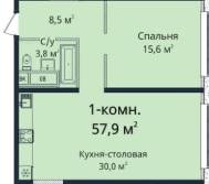 1-кімнатна 57.9 м² в ЖК Sea View від 36 500 грн/м², Одеса