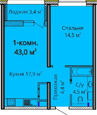1-кімнатна 43 м² в ЖК Альтаїр 3 від 25 450 грн/м², Одеса