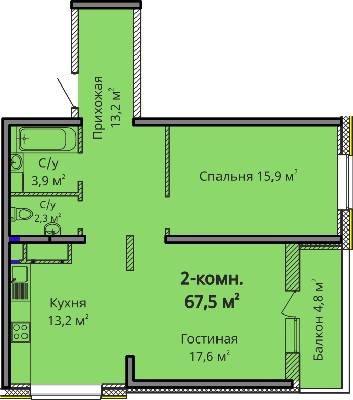 2-кімнатна 67.5 м² в ЖК Альтаїр 3 від 24 700 грн/м², Одеса