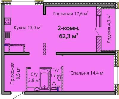 2-комнатная 62.5 м² в ЖК Альтаир 3 от 24 700 грн/м², Одесса