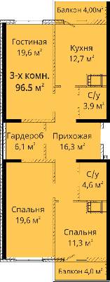 3-комнатная 96.5 м² в ЖК Михайловский городок от 20 000 грн/м², Одесса