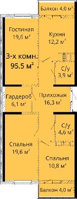 3-кімнатна 95.5 м² в ЖК Михайлівське містечко від 20 000 грн/м², Одеса