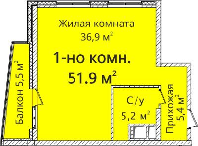 1-кімнатна 51.9 м² в ЖК Новий берег від 31 000 грн/м², Одеса