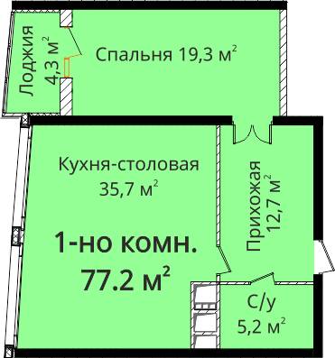 1-кімнатна 77.2 м² в ЖК Новий берег від 31 000 грн/м², Одеса