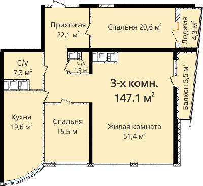 3-комнатная 147.1 м² в ЖК Новый берег от 27 100 грн/м², Одесса
