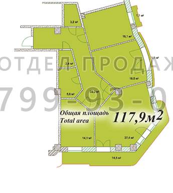 Свободная планировка 117.9 м² в ЖК Наследие Дерибаса от 47 550 грн/м², Одесса