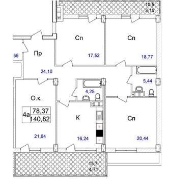 4-кімнатна 140.69 м² в ЖК Ясна Поляна 2 від 36 600 грн/м², Одеса