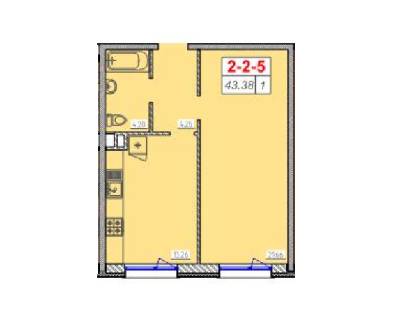 1-кімнатна 43.38 м² в ЖК Сорок шоста перлина від 15 250 грн/м², Одеса
