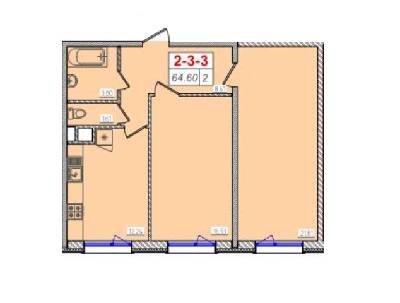2-комнатная 64.6 м² в ЖК Сорок шестая жемчужина от 17 900 грн/м², Одесса