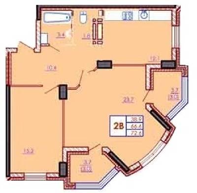 2-кімнатна 72.6 м² в ЖК Бурштиновий від 10 850 грн/м², с. Ілічанка
