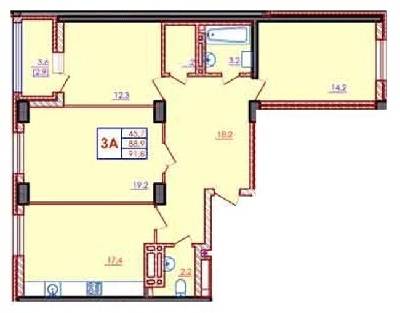 3-кімнатна 91.8 м² в ЖК Бурштиновий від 12 650 грн/м², с. Ілічанка