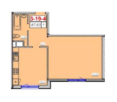 1-комнатная 47.83 м² в ЖК Сорок шестая жемчужина от 15 250 грн/м², Одесса