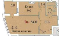 1-кімнатна 54 м² в ЖК Одісей від 15 500 грн/м², Одеса