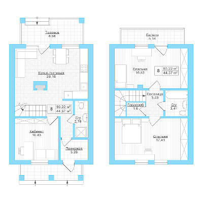 Таунхаус 93.22 м² в Таунхаусы Welldom от застройщика, с. Софиевская Борщаговка