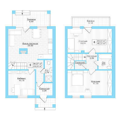 Таунхаус 94.87 м² в Таунхауси Welldom від забудовника, с. Софіївська Борщагівка