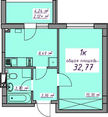 1-кімнатна 32.77 м² в ЖМ Сьоме Небо від 14 750 грн/м², смт Авангард
