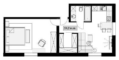 2-комнатная 54.2 м² в КД Dream House от 17 500 грн/м², Днепр