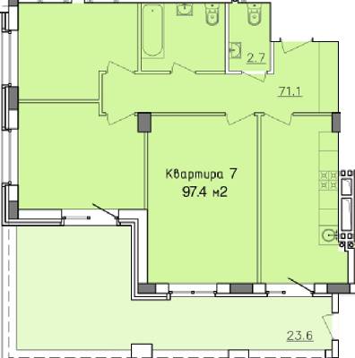 3-комнатная 97.4 м² в ЖК Victory Hall от застройщика, Днепр