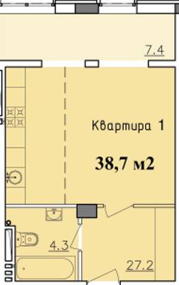 1-комнатная 38.7 м² в ЖК Victory Hall от 16 850 грн/м², Днепр