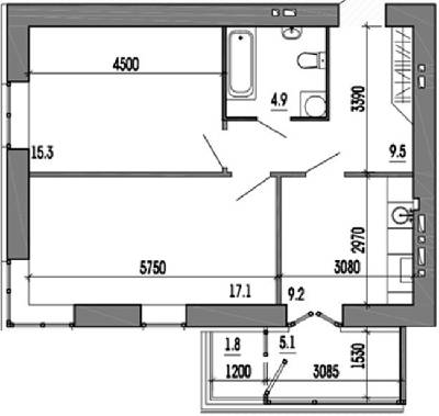 2-комнатная 61.9 м² в ЖК Алые Паруса от 14 700 грн/м², Днепр