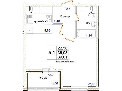 1-комнатная 39.61 м² в ЖК Одесский бульвар от 18 600 грн/м², с. Новоселки