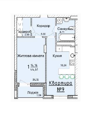 1-кімнатна 44.61 м² в ЖК Globus Elite від 64 950 грн/м², Львів