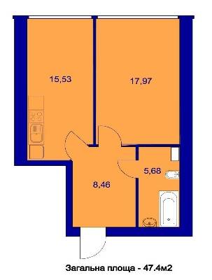 1-кімнатна 45 м² в ЖК Милі квартири від 15 800 грн/м², с. Мила