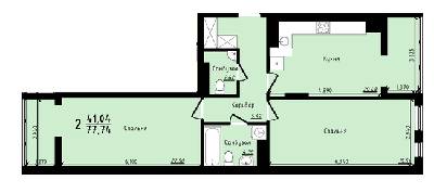 2-комнатная 77.74 м² в ЖК Plus 2 от 18 500 грн/м², Львов