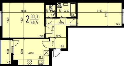 2-комнатная 60.5 м² в ЖК Plus на Роксоляны от застройщика, Львов
