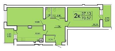 2-комнатная 70.57 м² в ЖК Ренуар от 19 650 грн/м², Львов