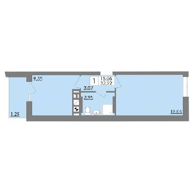 1-кімнатна 32.92 м² в ЖК Соната від забудовника, Львів