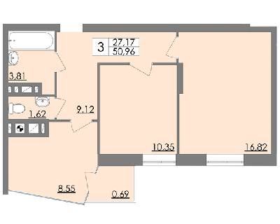 2-комнатная 50.96 м² в ЖК Соната от 15 500 грн/м², Львов