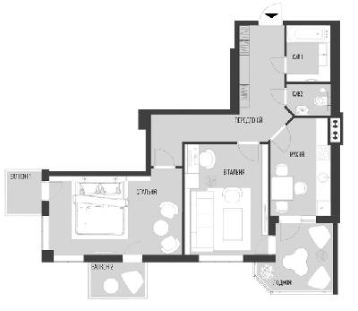 2-комнатная 67.79 м² в КД Люксембург от 39 600 грн/м², Львов