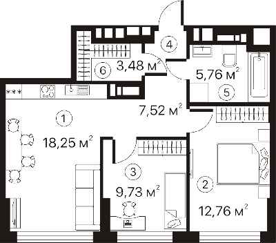 2-кімнатна 57.5 м² в ЖК Terracotta від 16 450 грн/м², Київ